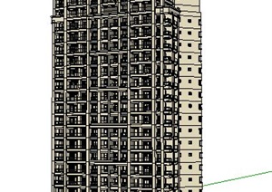 现代独栋高层住宅楼建筑设计SU(草图大师)模型