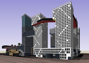 个性商业办公综合建筑SU(草图大师)模型