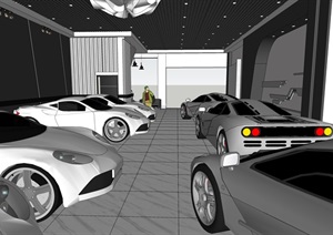 精品汽车展厅设计SU(草图大师)模型及高清效果图