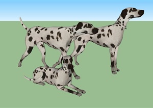 斑点狗动物素材设计SU(草图大师)模型