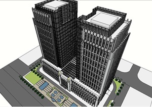 综合酒店办公大楼设计SU(草图大师)模型