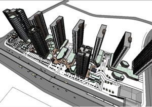商业住宅综合体项目方案SU(草图大师)模型