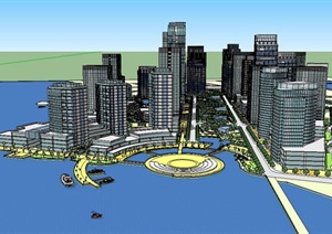 滨海城市综合地产规划SU(草图大师)模型