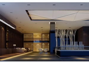 现代售楼处室内空间3d模型