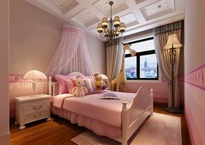 现代室内卧室空间装设计3d模型
