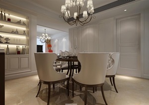 室内住宅客餐厅空间设计3d模型