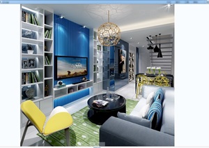 现代住宅客厅空间3dmax场景模型