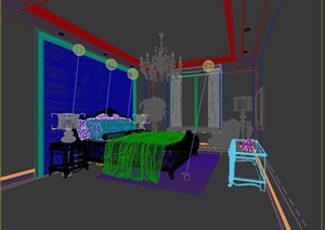 现代室内卧室空间3d模型