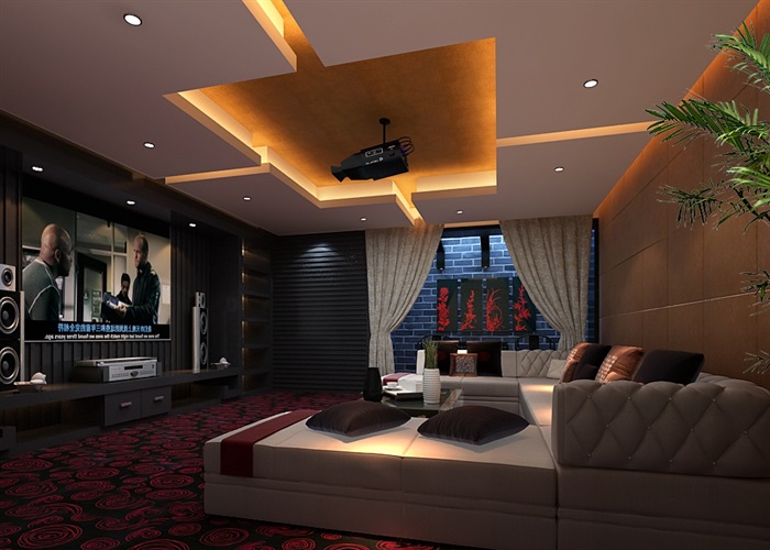 现代住宅室内客厅空间3d模型(1)