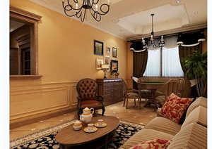 欧式住宅客厅空间3d模型含效果图