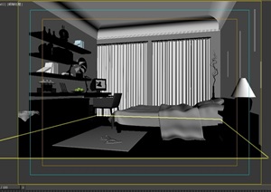 现代详细卧室空间设计3d模型