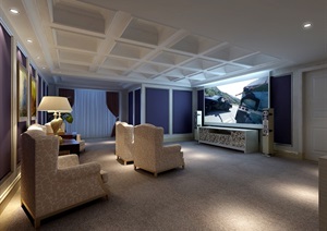 室内家庭影院设计3d模型