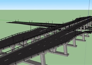 详细高速公路立交桥SU(草图大师)模型