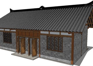 古典中式风格公共卫生间厕所SU(草图大师)模型