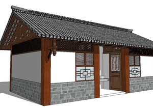 古典中式风格公共厕所SU(草图大师)模型