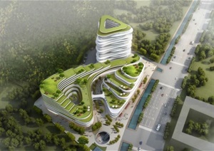 现代公司办公中心大厦ＳＵ建筑设计模型