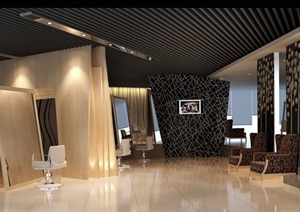 现代室内美发店空间3d模型含效果图
