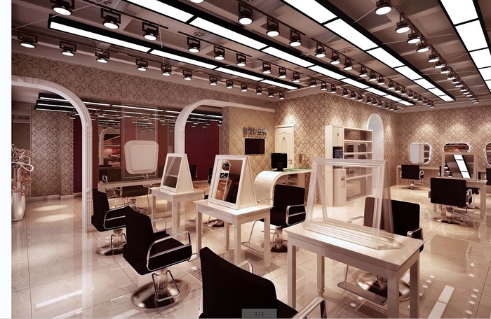 某理发店室内设计3d模型含效果图(1)