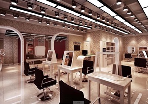 某理发店室内设计3d模型含效果图