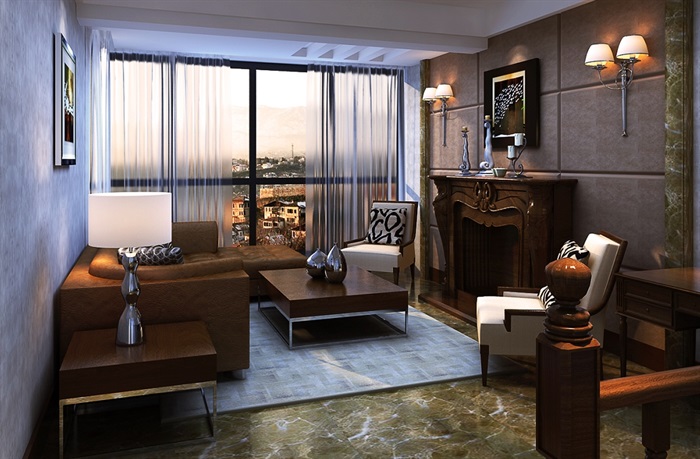 现代风格住宅客厅空间3d模型(1)
