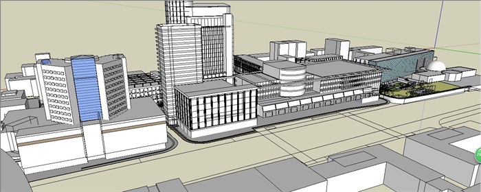 现代简约商业社区建筑规划su模型(3)