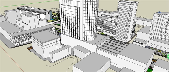 现代简约商业社区建筑规划su模型(2)