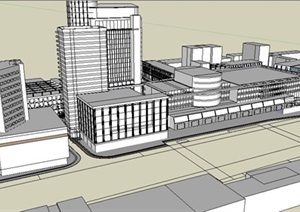 现代简约商业社区建筑规划SU(草图大师)模型