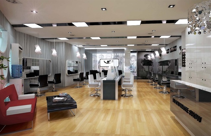 现代室内理发店设计3d模型含效果图(1)