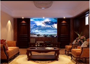 欧式欧式风格精美客厅室内设计3dmax模型