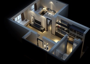某现代室内住宅空间详细设计3d模型