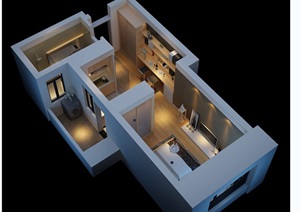 某现代室内空间装饰3d模型及效果图