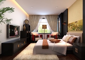 某现代住宅室内空间装饰设计3d模型