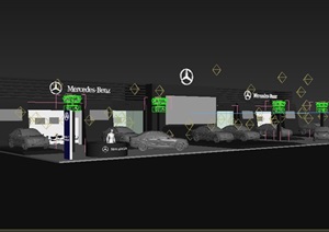 奔驰汽车展厅详细设计3d模型