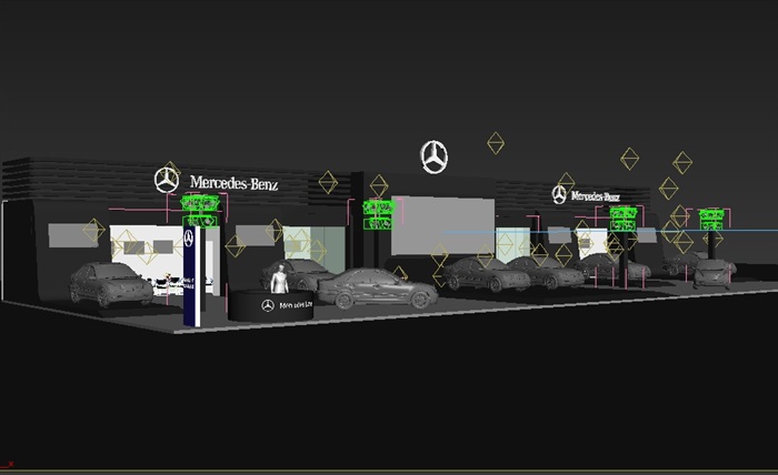奔驰汽车展厅详细设计3d模型(1)
