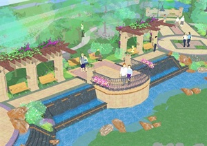 欧式别墅小区中庭景观方案ＳＵ模型