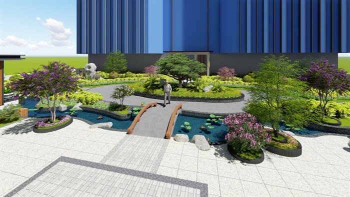 新中式屋顶花园景观方案ＳＵ模型(3)