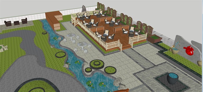 新中式屋顶花园景观方案ＳＵ模型(8)