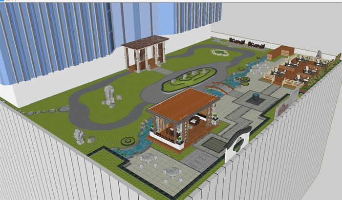 新中式屋顶花园景观方案ＳＵ模型(10)