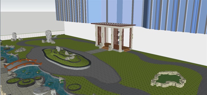 新中式屋顶花园景观方案ＳＵ模型(13)