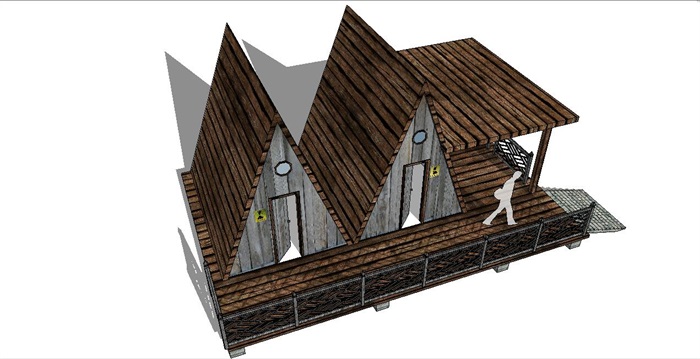 尖屋顶公共卫生间建筑su模型