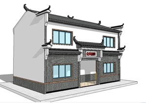 中式建筑公共卫生间设计SU(草图大师)模型