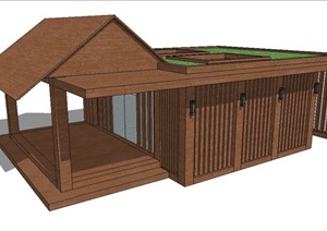 小木屋型公共卫生间设计SU(草图大师)模型