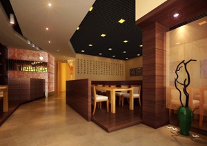 现代中式风格餐厅空间设计3d模型