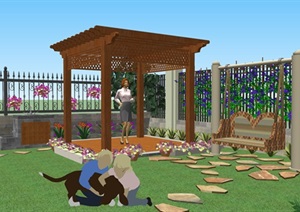 绿地香颂某别墅三个庭院景观设计方案ＳＵ模型