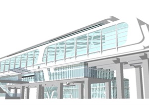 现代高铁站建筑方案ＳＵ模型