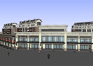 新古典详细商业住宅建筑设计方案SU(草图大师)模型