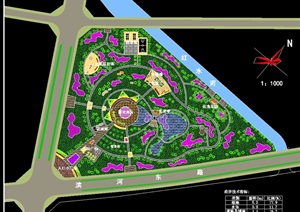 某公园中心绿地总体规划设计cad方案图