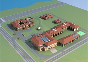 欧式风格国家开发银行建筑3d模型及psd效果图