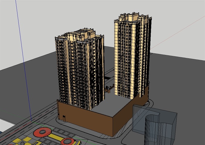 新古典风格高层住宅建筑楼su模型(3)