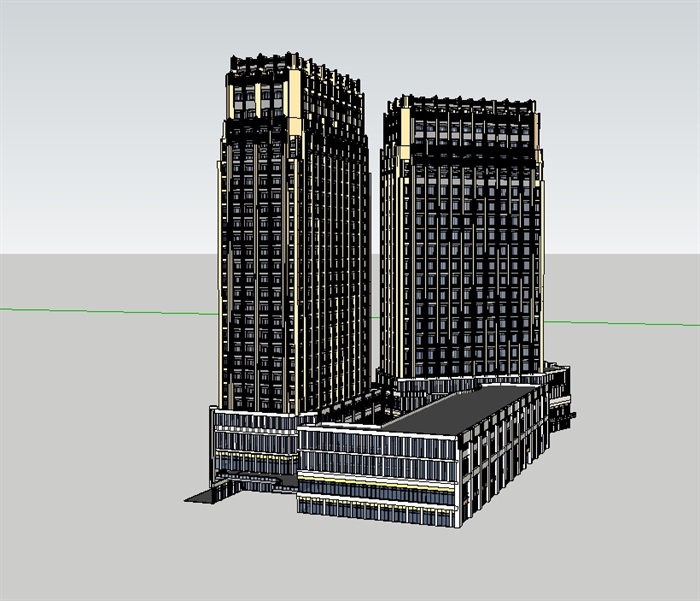 现代商业办公建筑楼su模型(3)